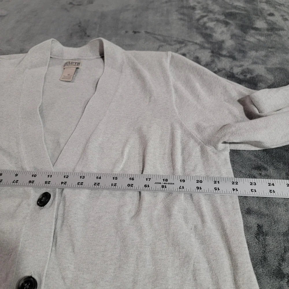 Duluth Trading Cardigan Sweater Women 1X Gray Pockets Academia Minimalist Boho